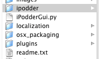 Click here to see a screenshot of the iPodder code tree as viewed in the Mac OS X Finder.